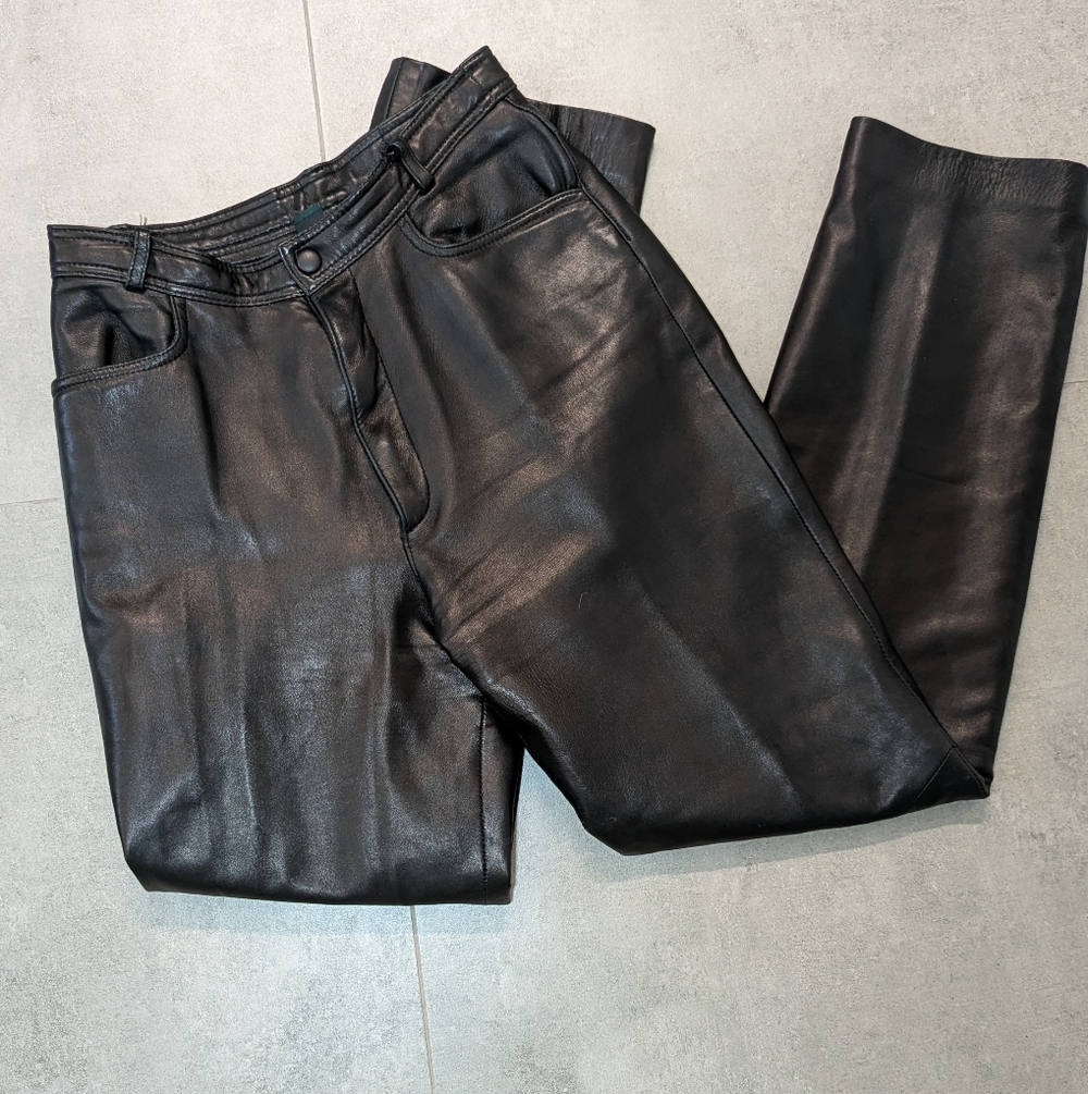 Vintage Danier Leather Pants Women’s Size 8 Black Straight Leg